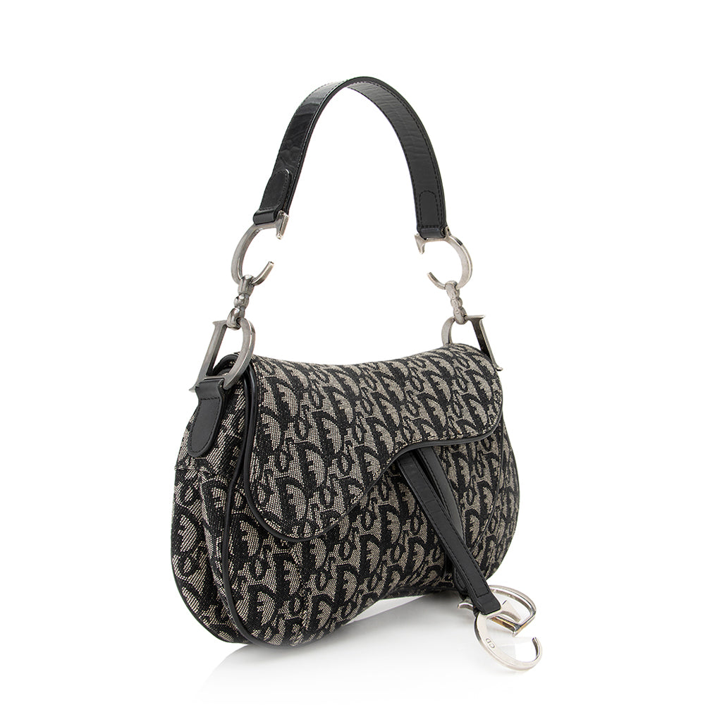 Luxury DiorCanvas Logo Double Saddle Shoulder Bag (SHF-21000)