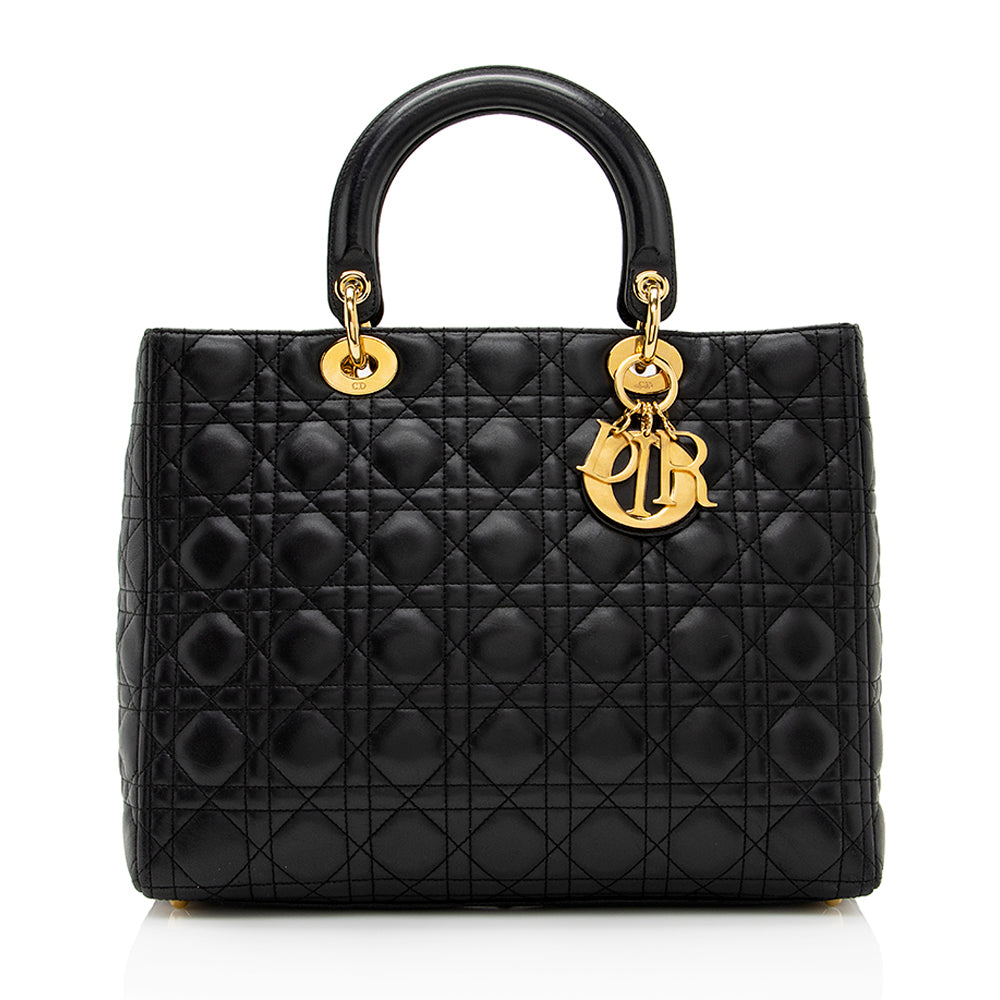 Luxury DiorLambskin Lady Luxury DiorLarge Tote (SHF-20974)