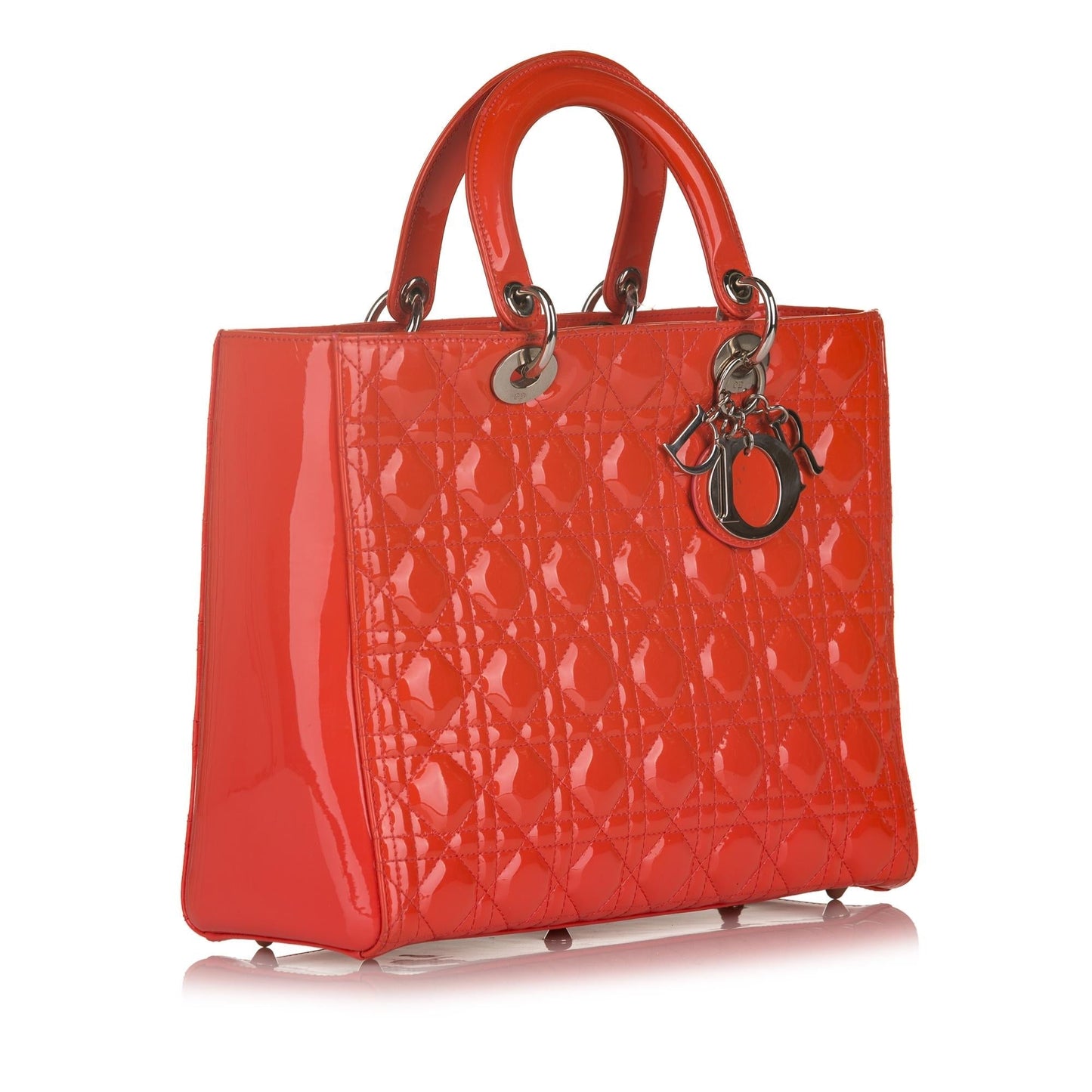 Luxury DiorLarge Cannage Lady Luxury DiorPatent Leather Handbag (SHG-32616)