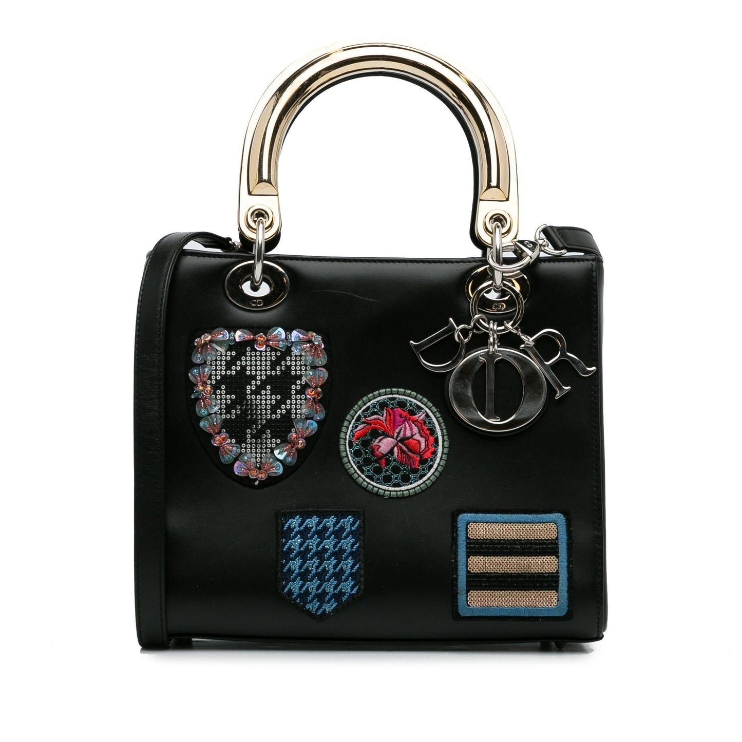 Luxury DiorMedium Calfskin Patch Embellished Lady Luxury Dior(SHG-YrHiNP)
