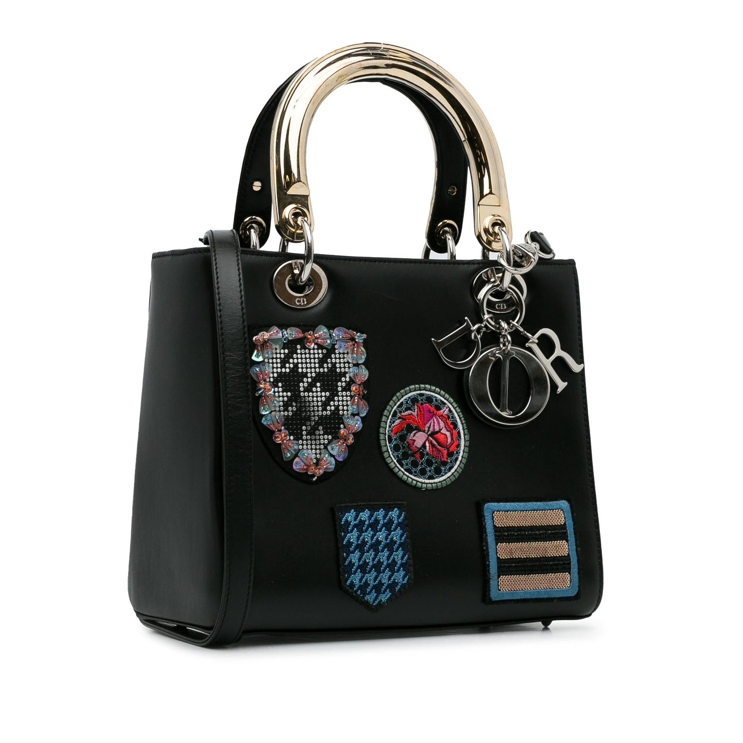 Luxury DiorMedium Calfskin Patch Embellished Lady Luxury Dior(SHG-YrHiNP)