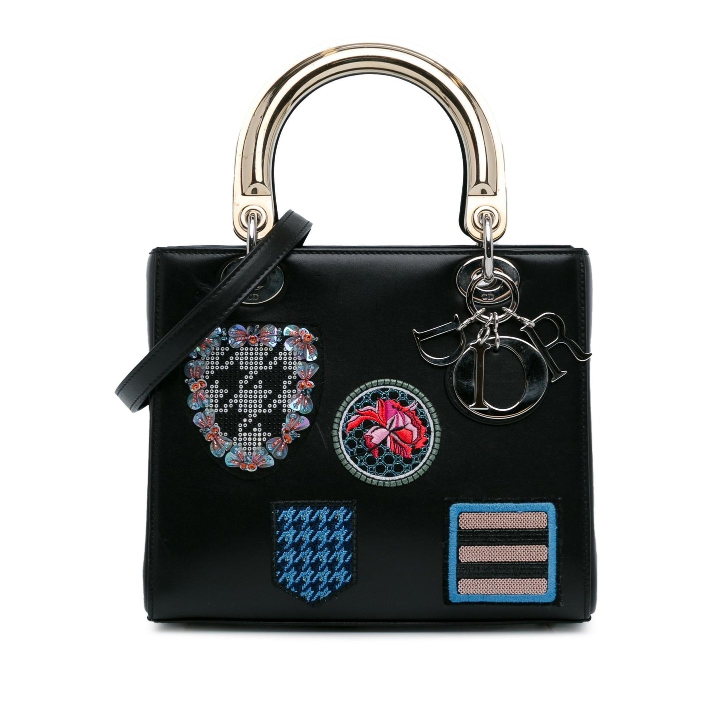 Luxury DiorMedium Calfskin Patch Embellished Lady Luxury Dior(SHG-ToARgO)