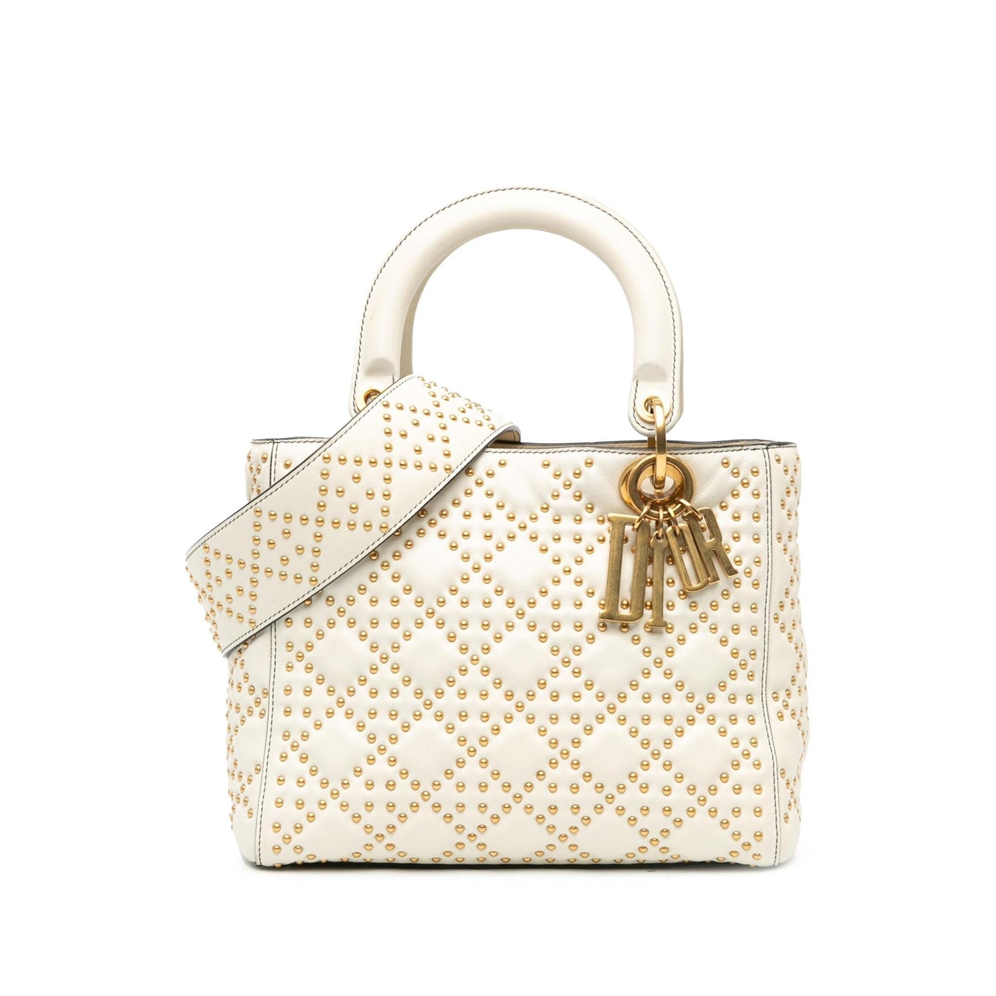 Luxury DiorMedium Lambskin Cannage Studded Supple Lady Luxury Dior(SHG-hub9mD)