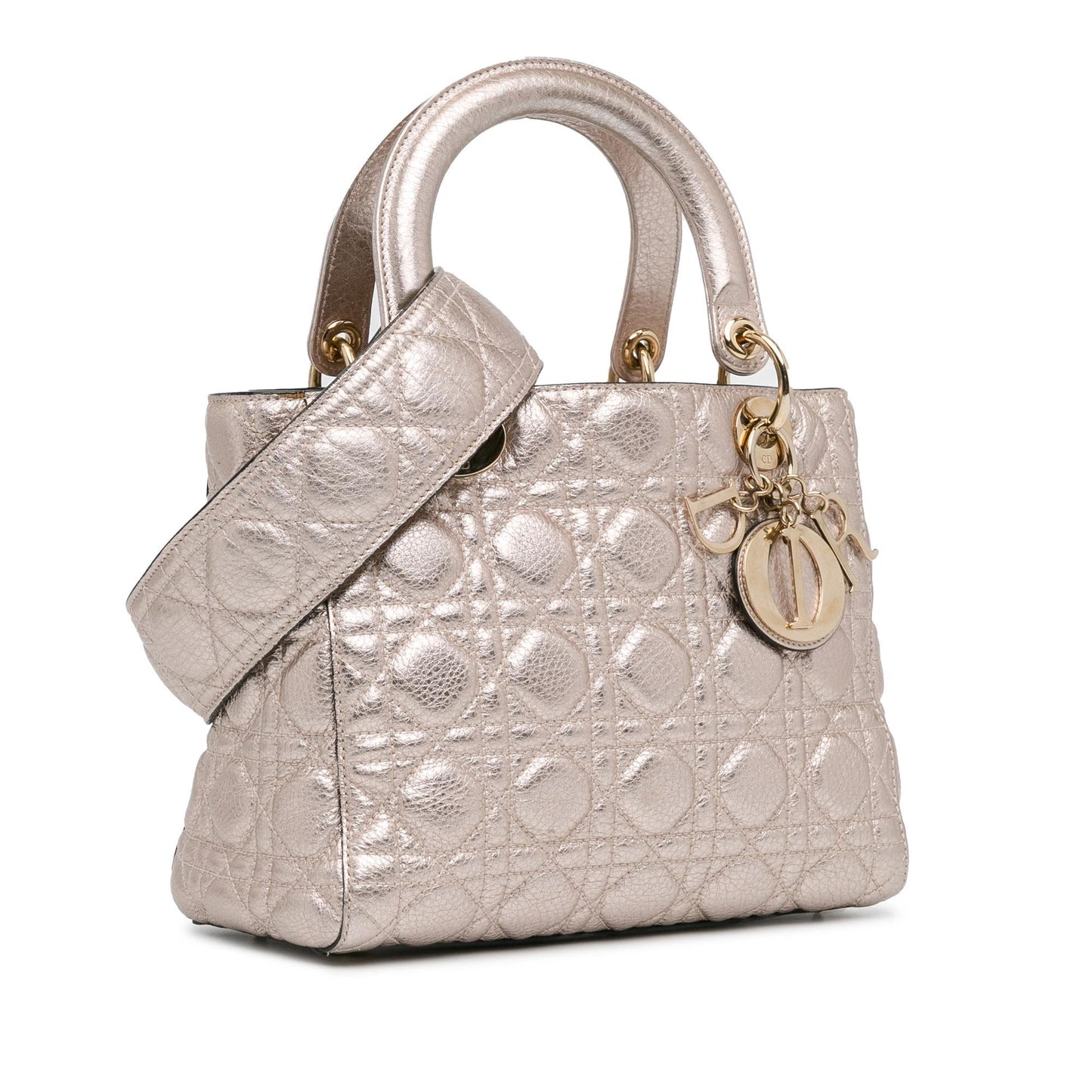 Luxury DiorMedium Metallic Calfskin Cannage Supple Lady Luxury Dior(SHG-fO005e)