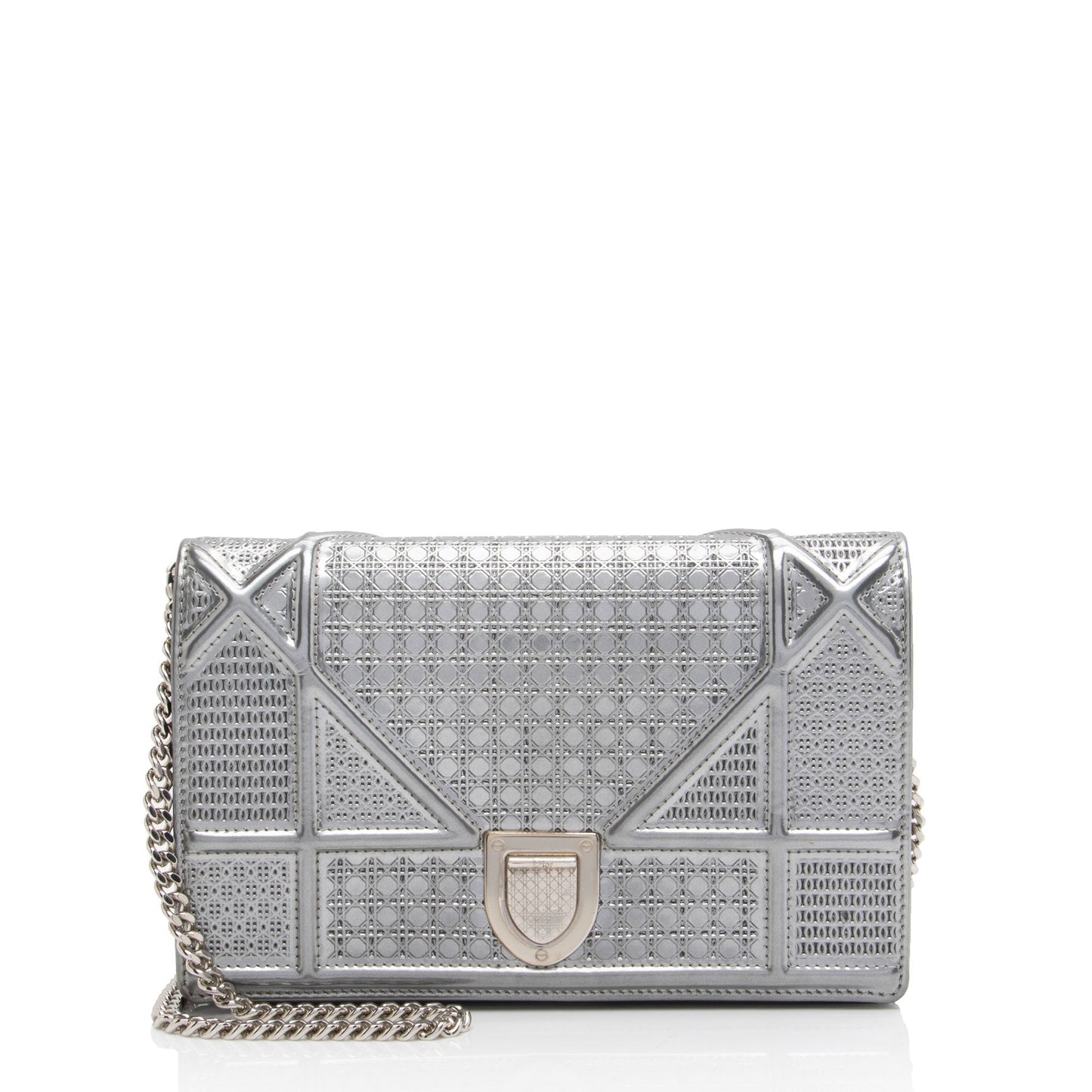 Luxury DiorMetallic Calfskin Micro Cannage Diorama Wallet on Chain Bag (SHF-BdR72M)