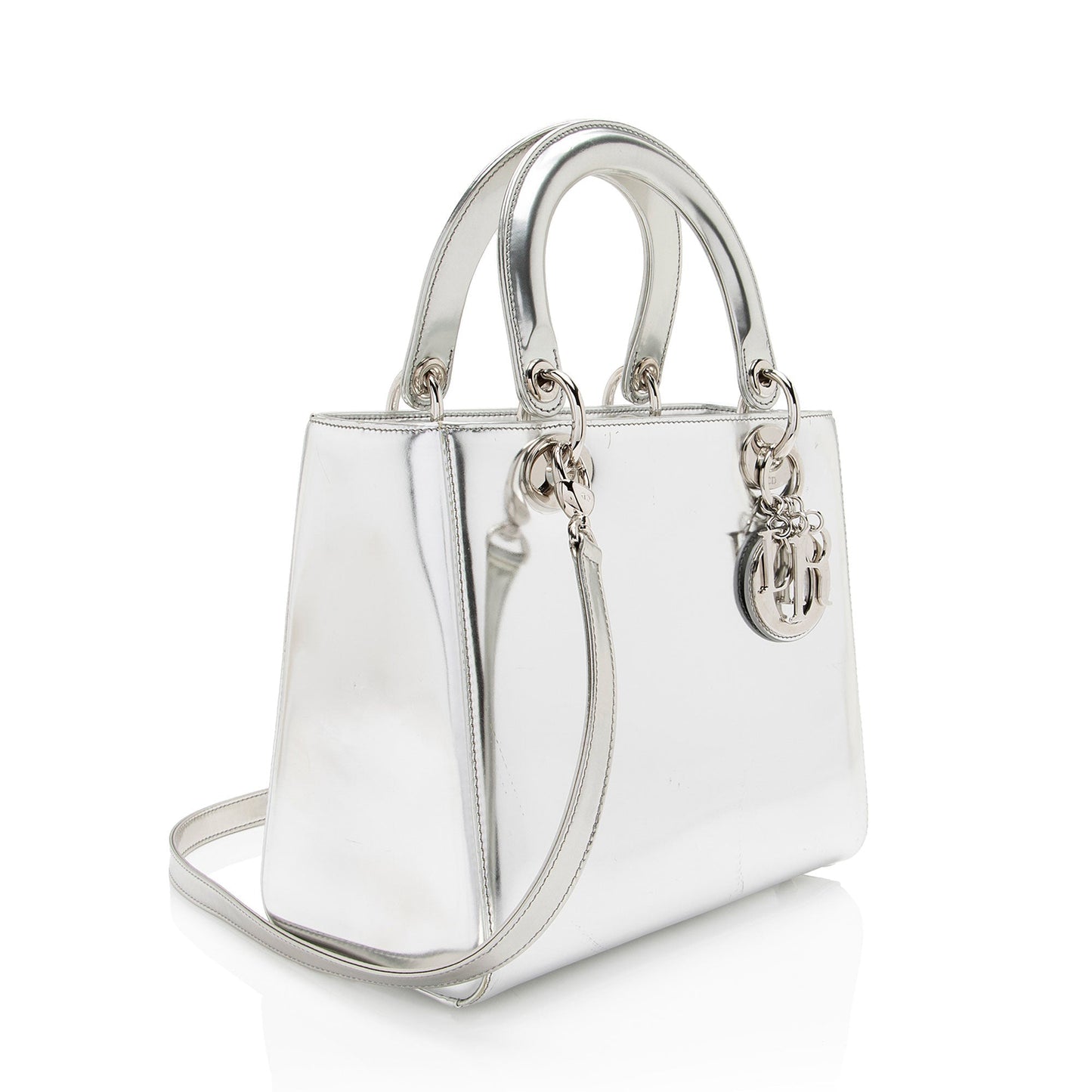 Luxury DiorMetallic Patent Leather Lady Luxury DiorMedium Tote (SHF-0TCN2U)
