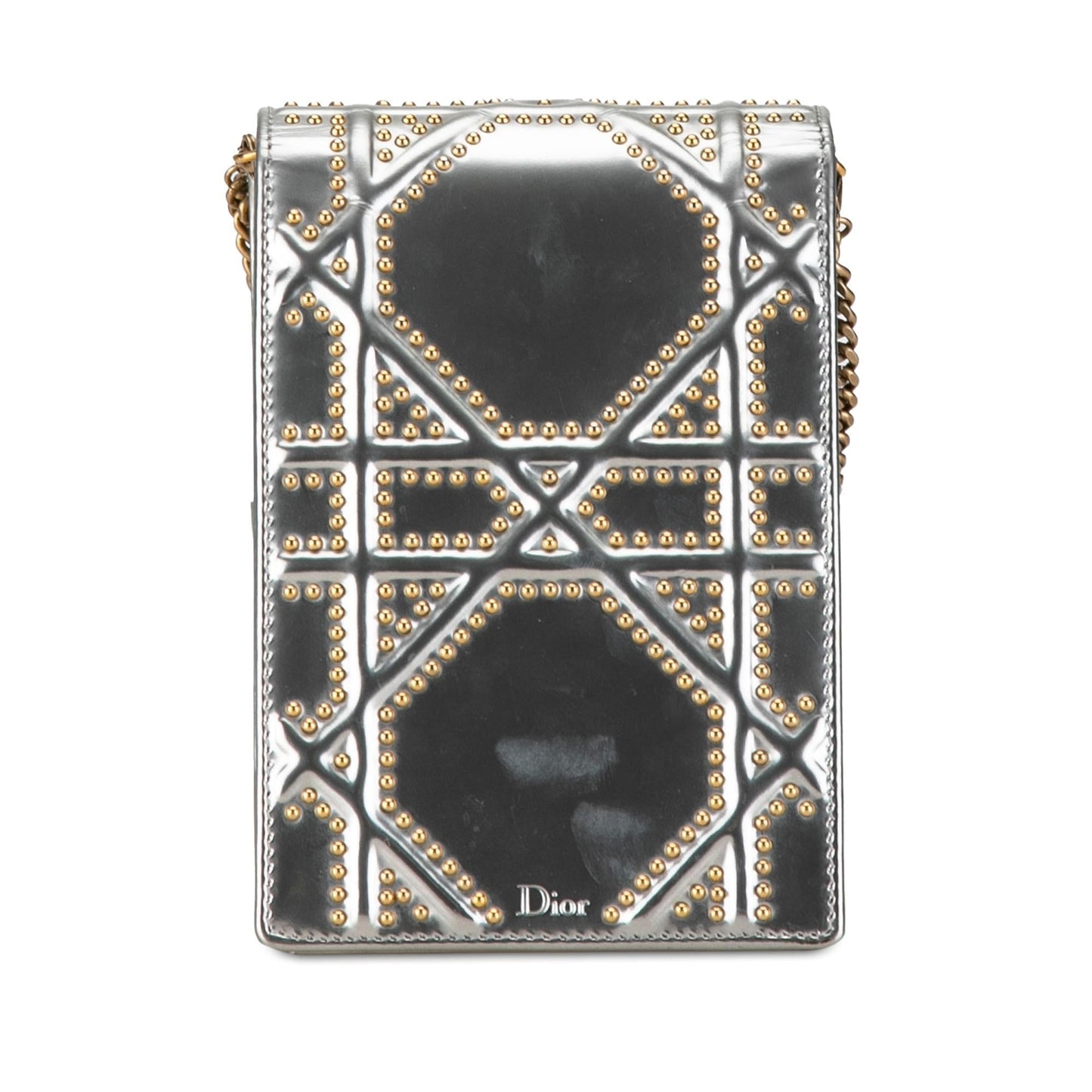 Luxury DiorMetallic Studded Calfskin Vertical Diorama (SHG-qyuKTo)