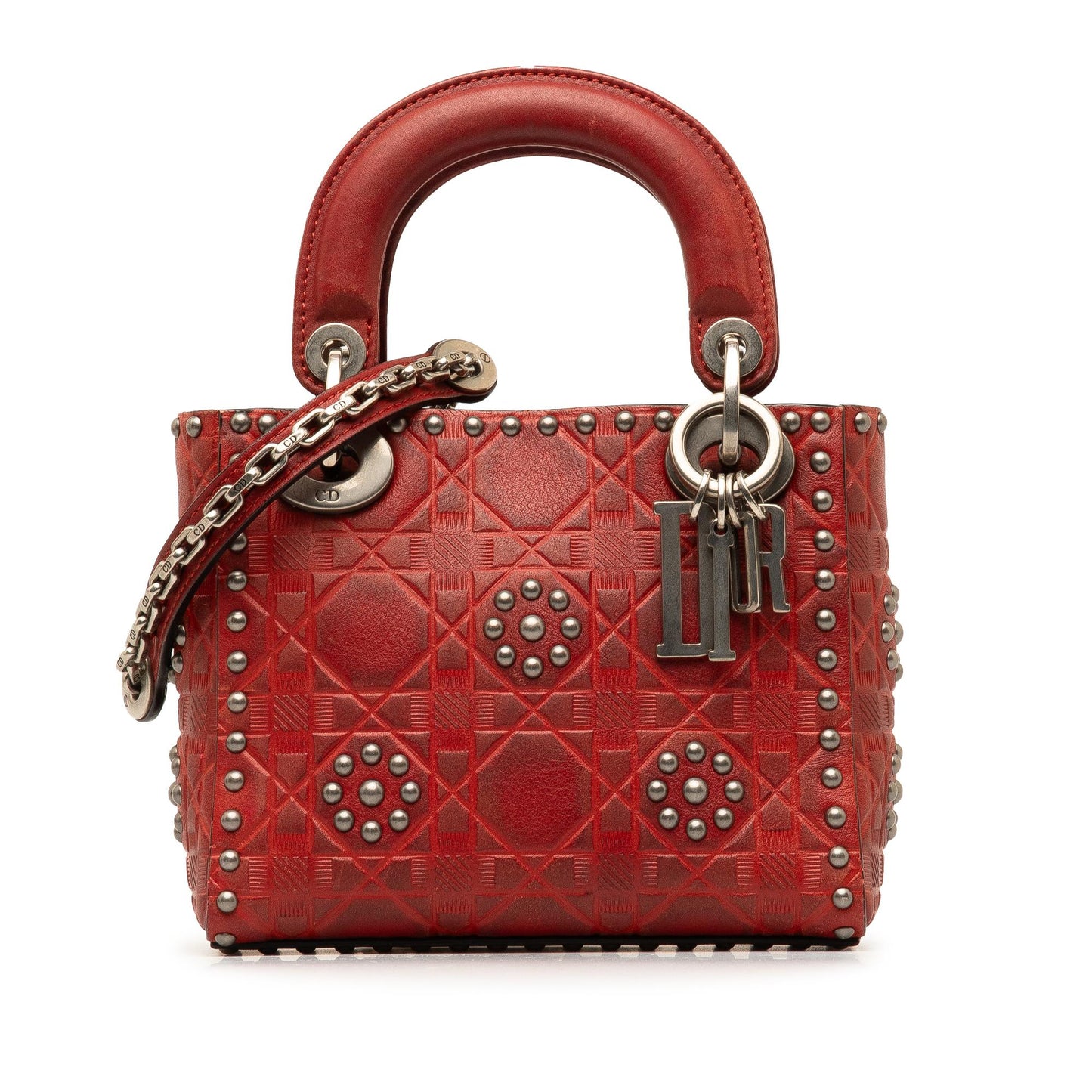 Luxury DiorMini Embossed Calfskin Cannage Studded Supple Lady Luxury Dior(SHG-RUPLaM)