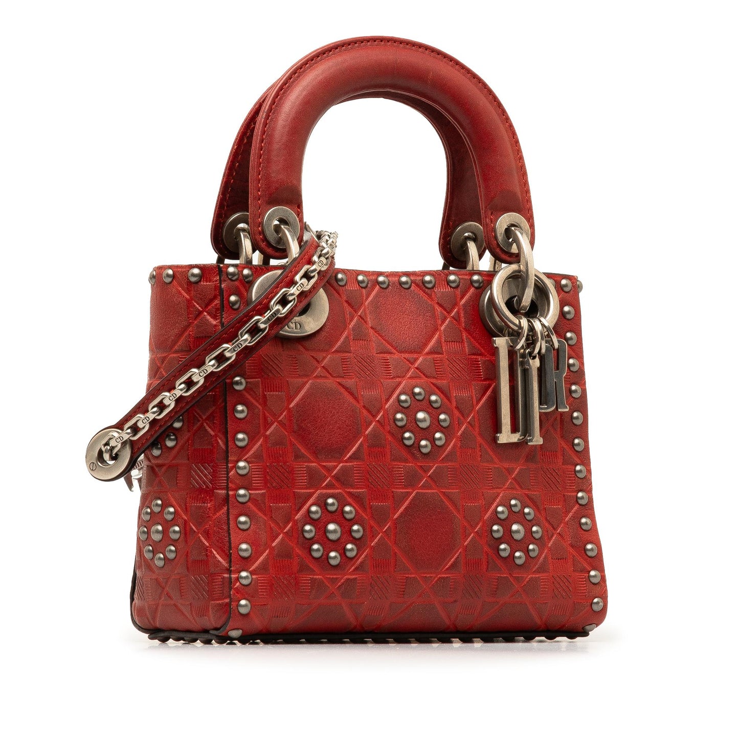 Luxury DiorMini Embossed Calfskin Cannage Studded Supple Lady Luxury Dior(SHG-RUPLaM)