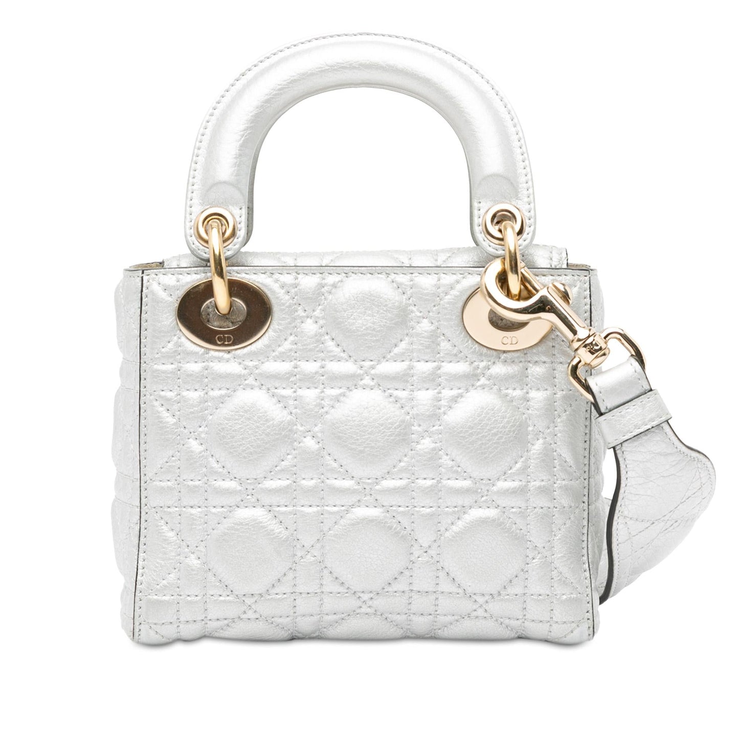 Luxury DiorMini Metallic Calfskin Cannage Supple Lady Luxury Dior(SHG-TXv18m)