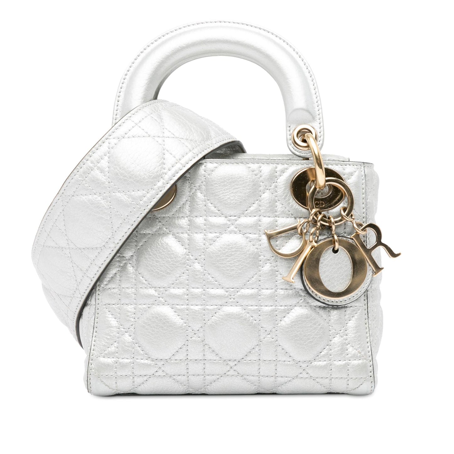 Luxury DiorMini Metallic Calfskin Cannage Supple Lady Luxury Dior(SHG-TXv18m)