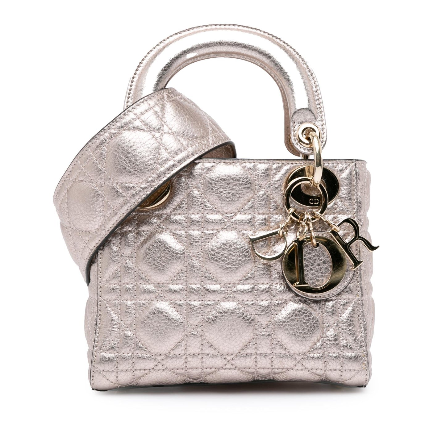 Luxury DiorMini Metallic Calfskin Cannage Supple Lady Luxury Dior(SHG-6rxkqg)