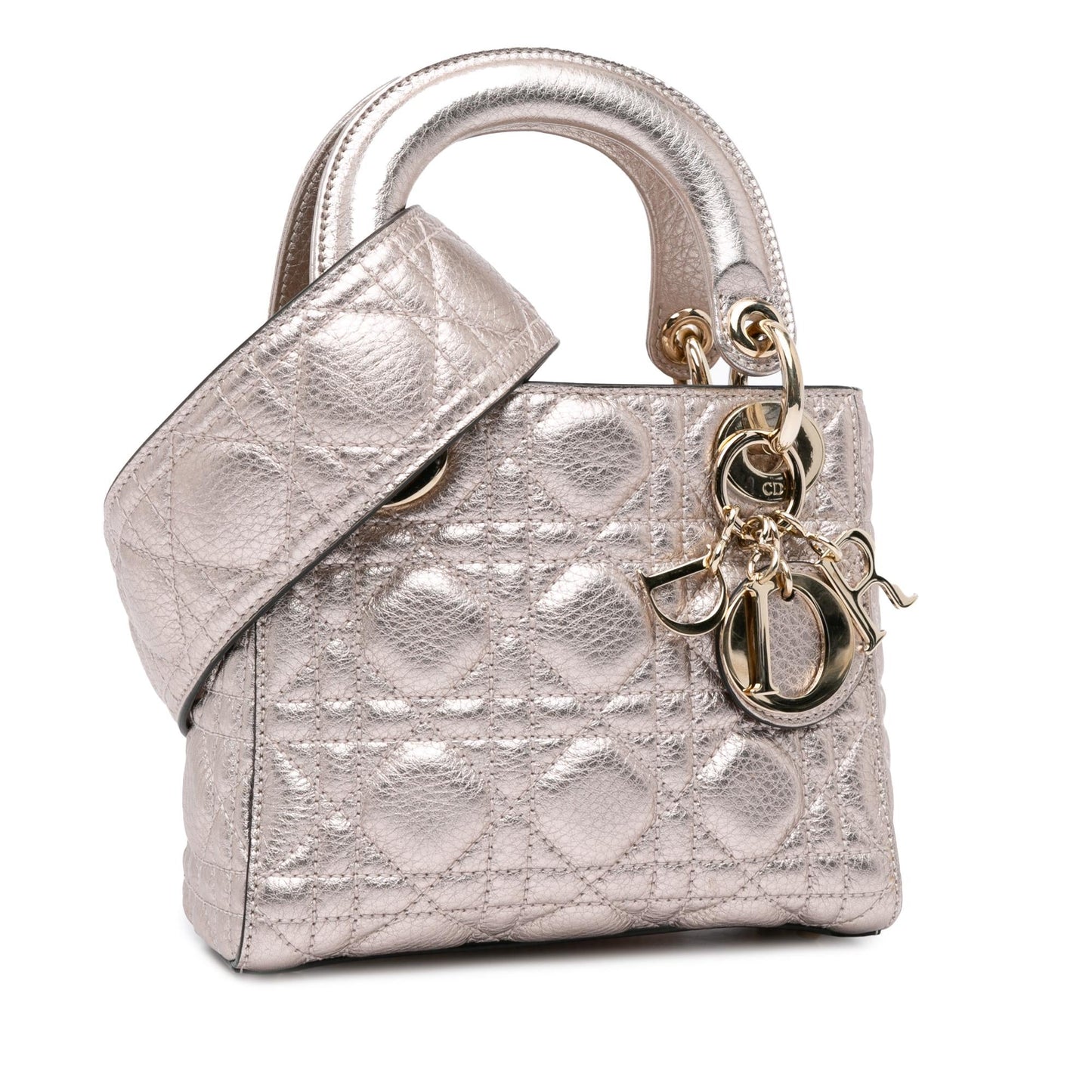 Luxury DiorMini Metallic Calfskin Cannage Supple Lady Luxury Dior(SHG-6rxkqg)