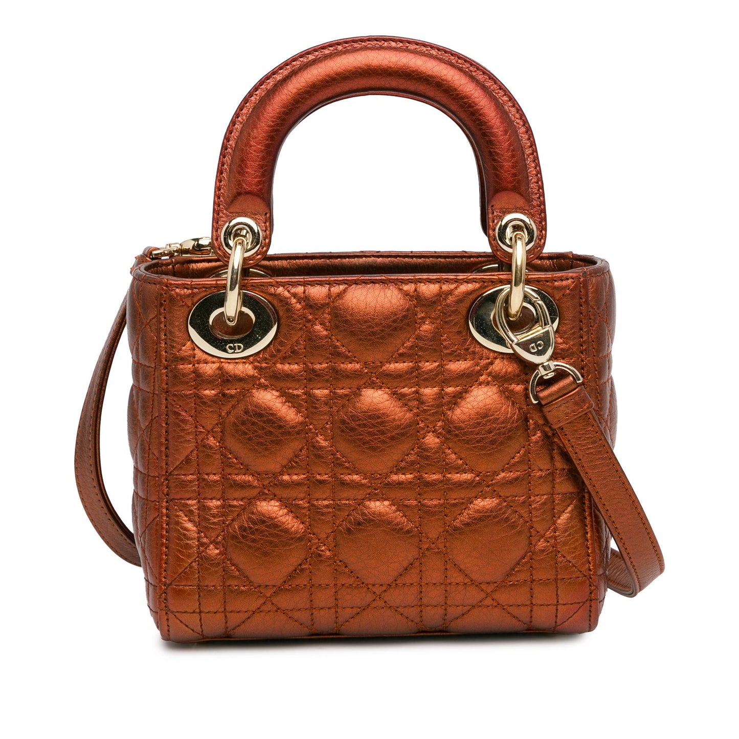 Luxury DiorMini Metallic Calfskin Cannage Supple Lady Luxury Dior(SHG-aOccnA)