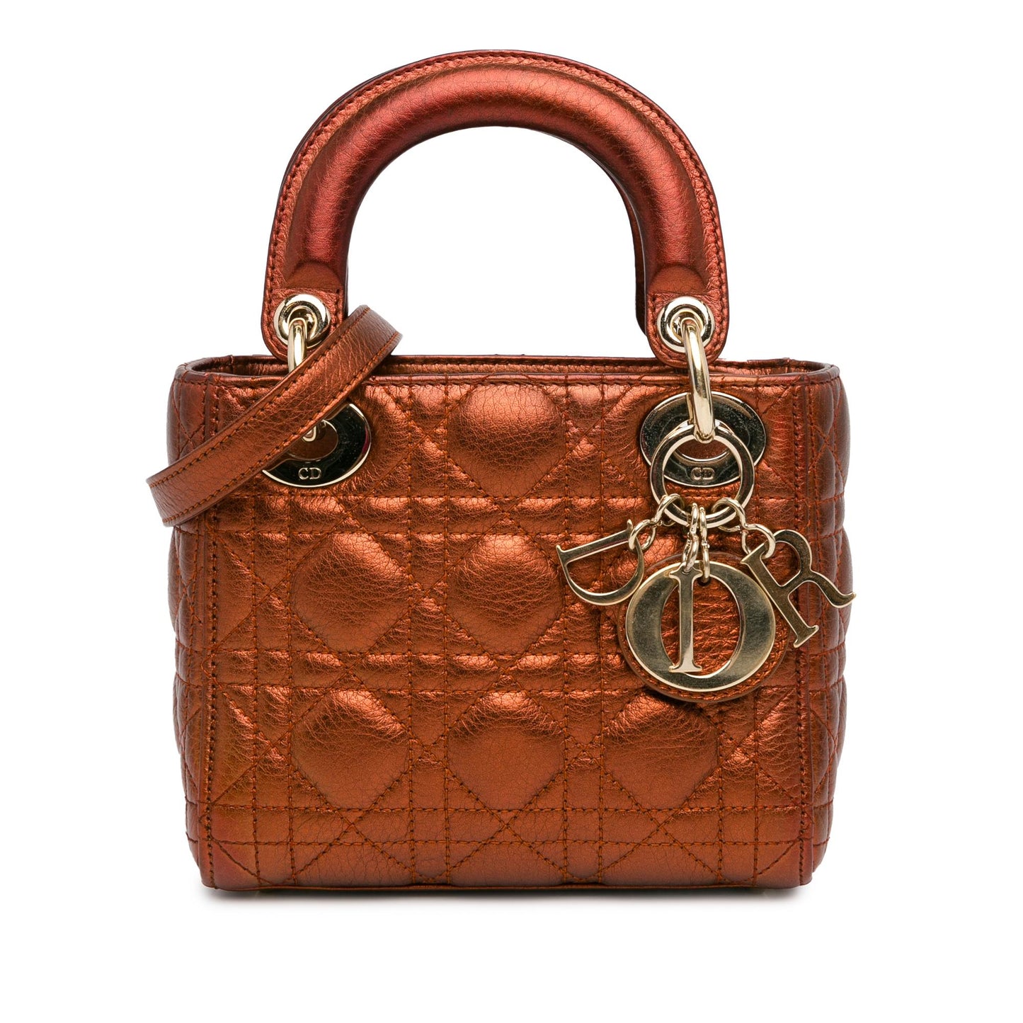Luxury DiorMini Metallic Calfskin Cannage Supple Lady Luxury Dior(SHG-aOccnA)