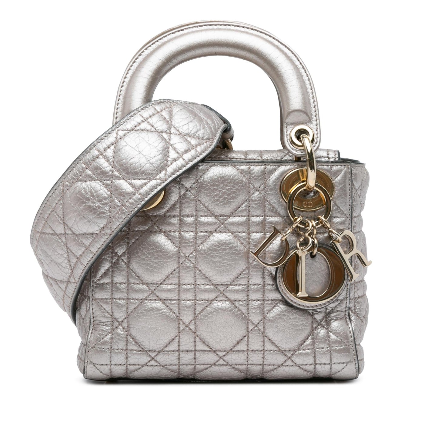 Luxury DiorMini Metallic Calfskin Cannage Supple Lady Luxury Dior(SHG-shUv66)