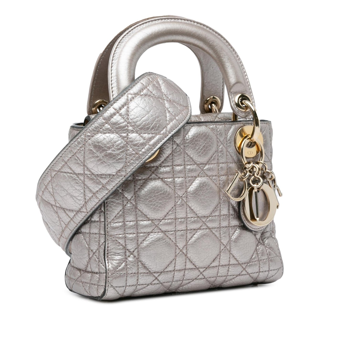 Luxury DiorMini Metallic Calfskin Cannage Supple Lady Luxury Dior(SHG-shUv66)