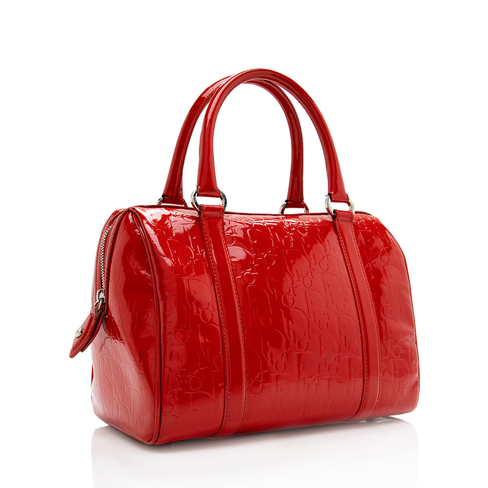 Luxury DiorOblique Patent Leather Boston Bag (SHF-18231)
