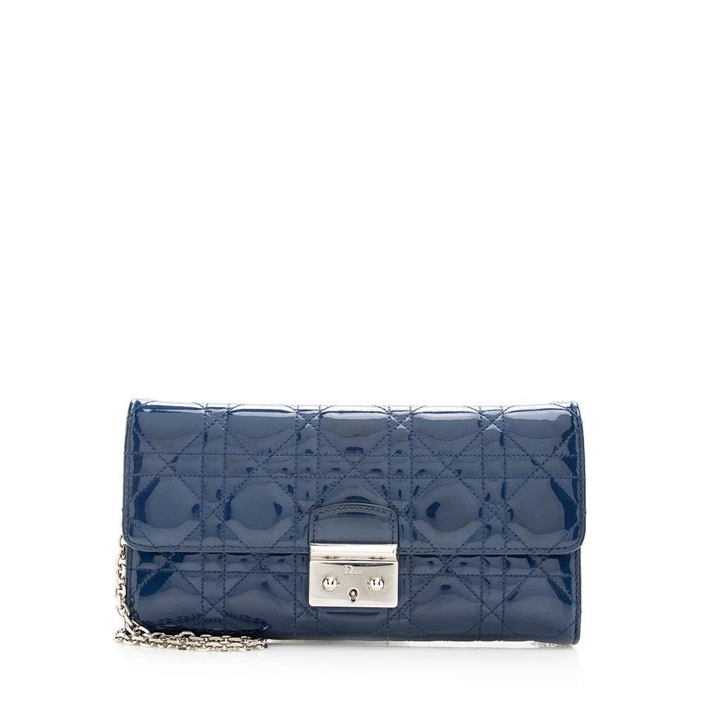 Luxury DiorPatent Leather Cannage Wallet on Chain Bag (SHF-19380)