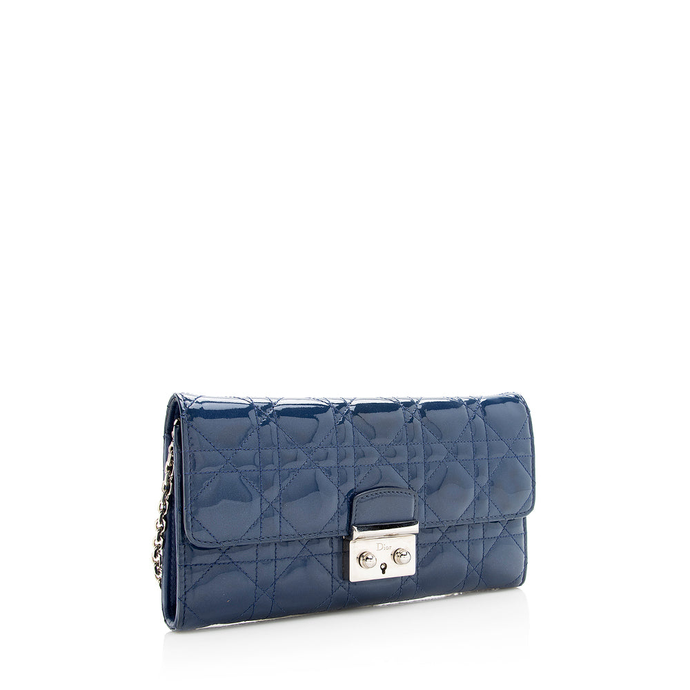 Luxury DiorPatent Leather Cannage Wallet on Chain Bag (SHF-19380)