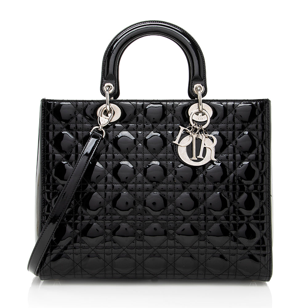 Luxury DiorPatent Leather Lady Luxury DiorLarge Tote (SHF-17675)
