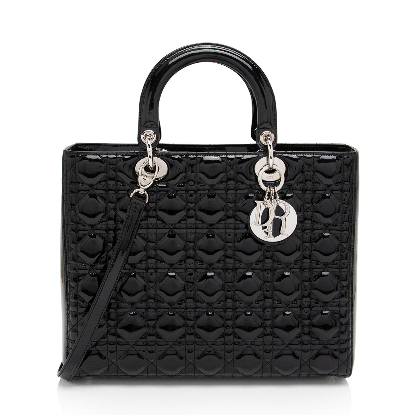Luxury DiorPatent Leather Lady Luxury DiorLarge Tote (SHF-DomNwp)