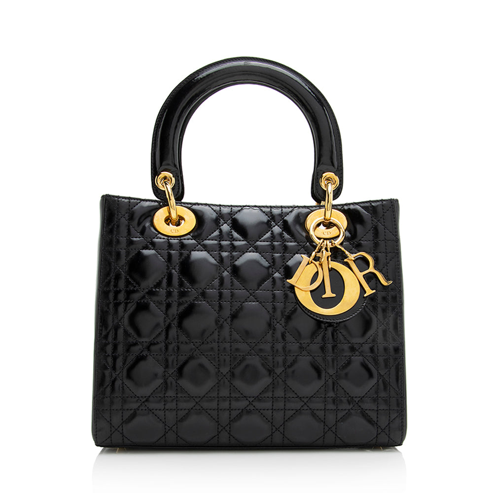 Luxury DiorPatent Leather Lady Luxury DiorMedium Tote (SHF-20993)