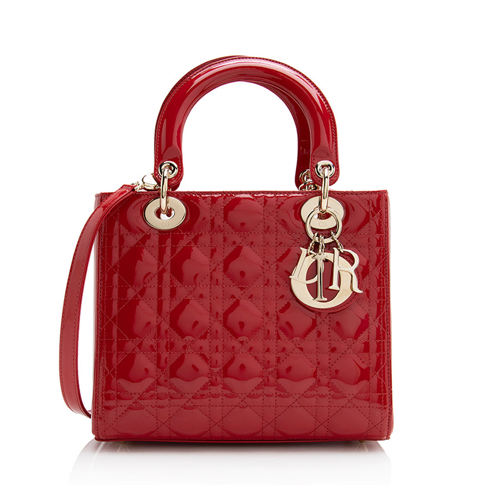 Luxury DiorPatent Leather Lady Luxury DiorMedium Tote (SHF-22059)