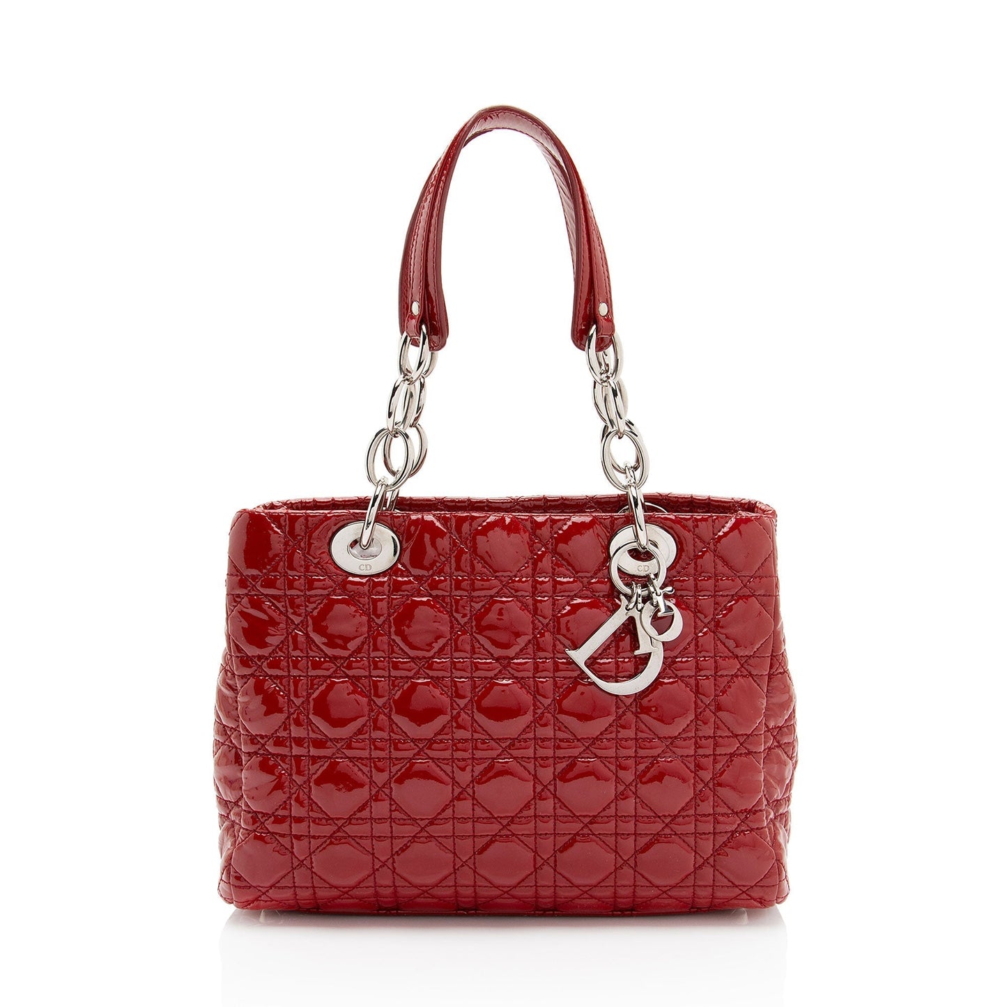 Luxury DiorPatent Leather Soft Cannage Lady Luxury DiorSmall Shopping Tote (SHF-vm0Byx)