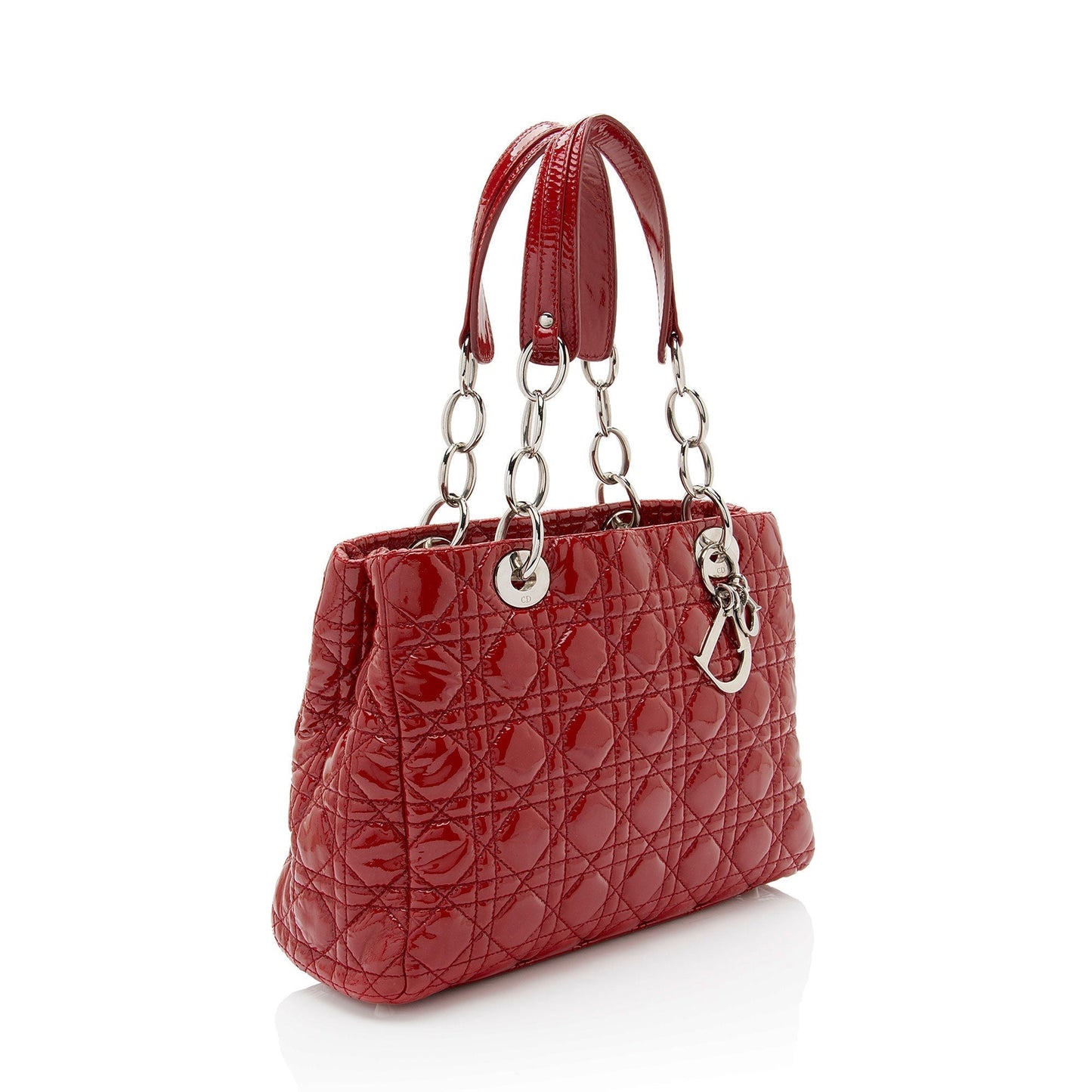 Luxury DiorPatent Leather Soft Cannage Lady Luxury DiorSmall Shopping Tote (SHF-vm0Byx)
