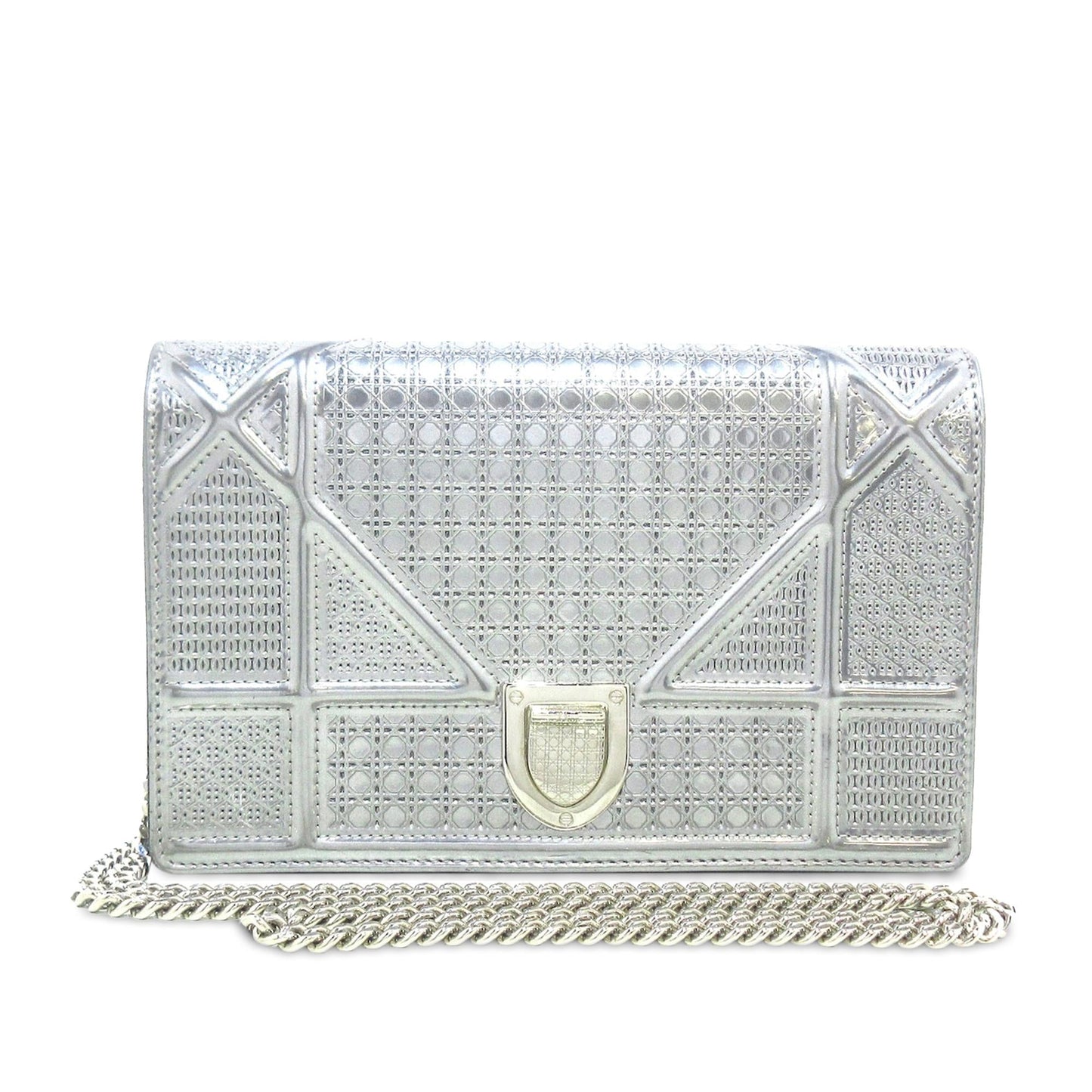 Luxury DiorPatent Microcannage Diorama Wallet on Chain (SHG-Lyb37J)