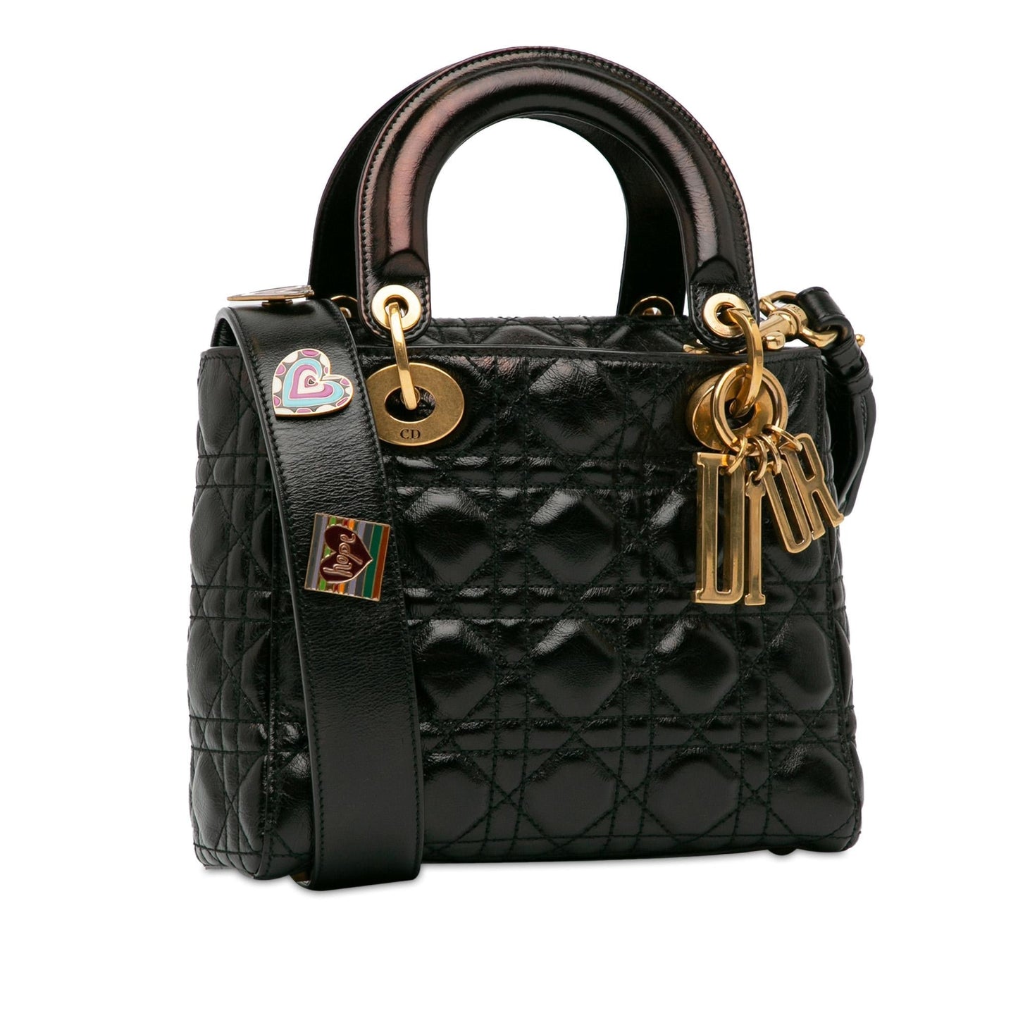 Luxury DiorSmall Crinkled Patent Cannage Lucky Badges My Lady Luxury Dior(SHG-hlArBP)