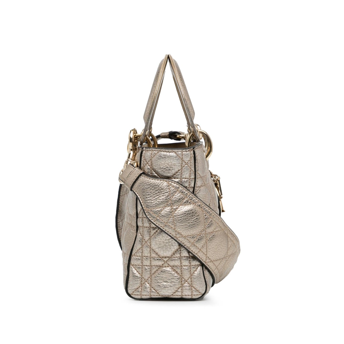 Luxury DiorSmall Metallic Calfskin Cannage Supple Lady Luxury Dior(SHG-8pOeRj)