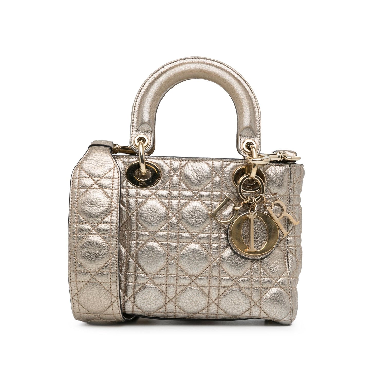 Luxury DiorSmall Metallic Calfskin Cannage Supple Lady Luxury Dior(SHG-8pOeRj)