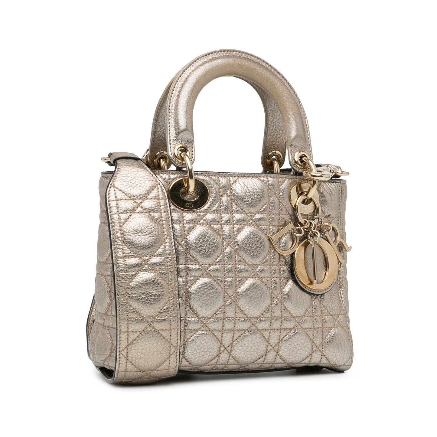 Luxury DiorSmall Metallic Calfskin Cannage Supple Lady Luxury Dior(SHG-8pOeRj)