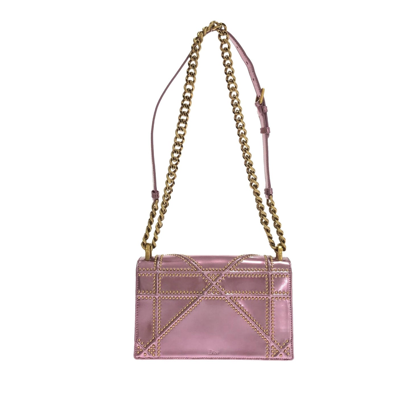 Luxury DiorSmall Studded Metallic Patent Diorama Flap (SHG-d9sLuM)