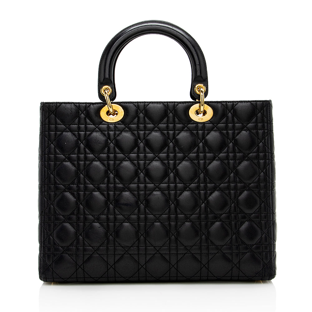 Luxury DiorVintage Lambskin Lady Luxury DiorLarge Tote (SHF-17064)