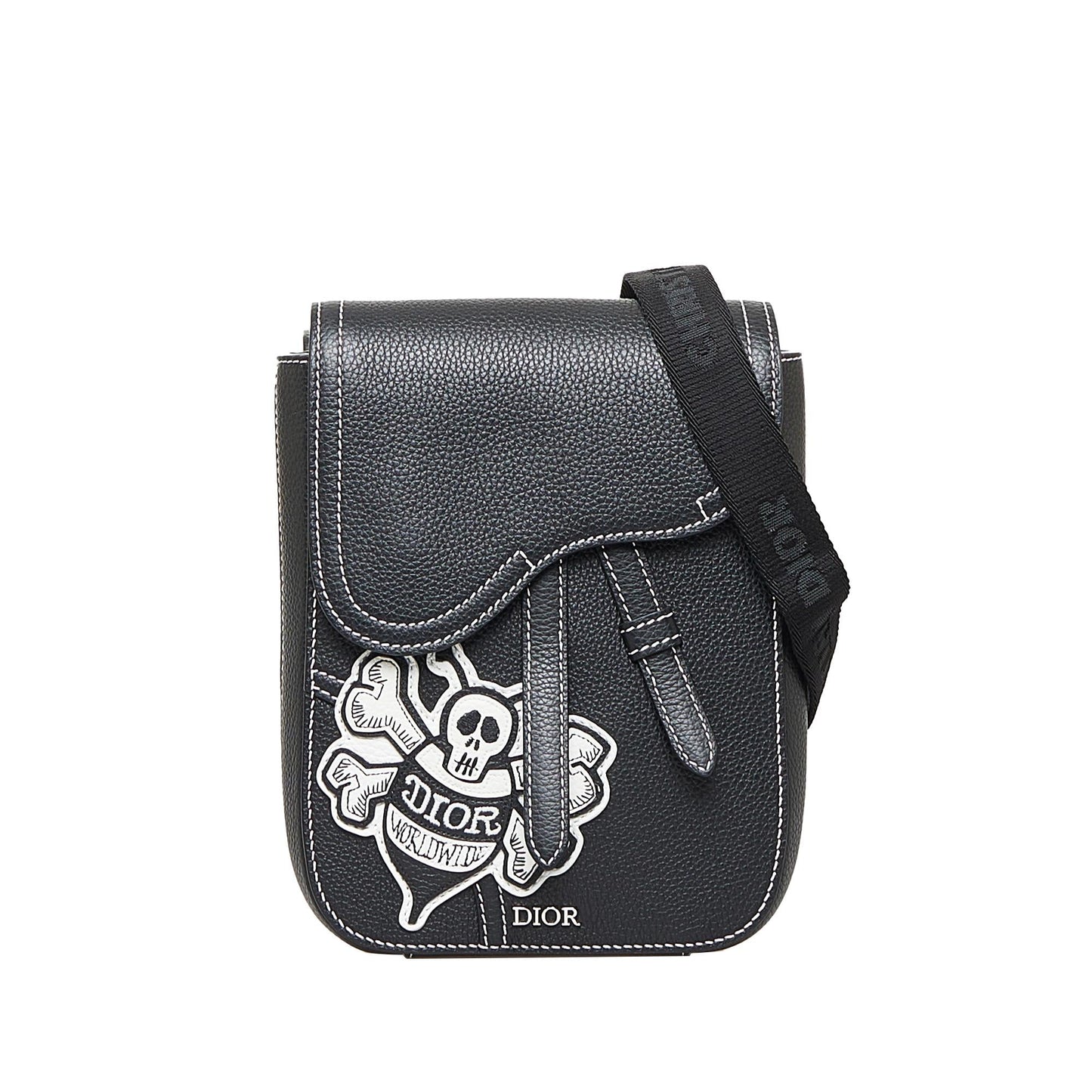 Luxury Diorx Stussy Bee Applique Saddle Crossbody (SHG-ptcS1w)