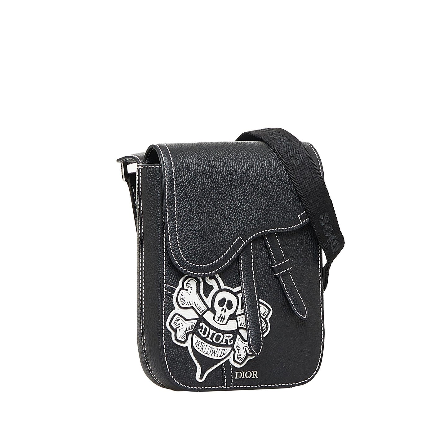 Luxury Diorx Stussy Bee Applique Saddle Crossbody (SHG-ptcS1w)
