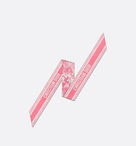 Dior Toile de Jouy Sauvage Silk Twill Mitzah Scarf in Ivory and Peony Pink