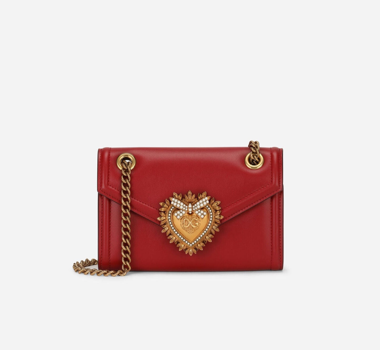 Dolce and Gabbana Smooth Calfskin Devotion Mini Bag in Red
