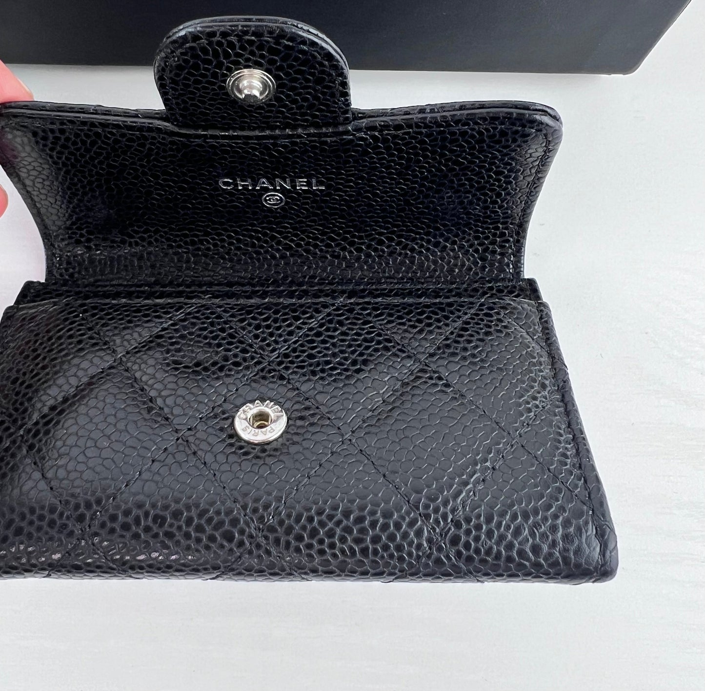 Chanel Caviar Quilted Flap Card Holder Wallet Black