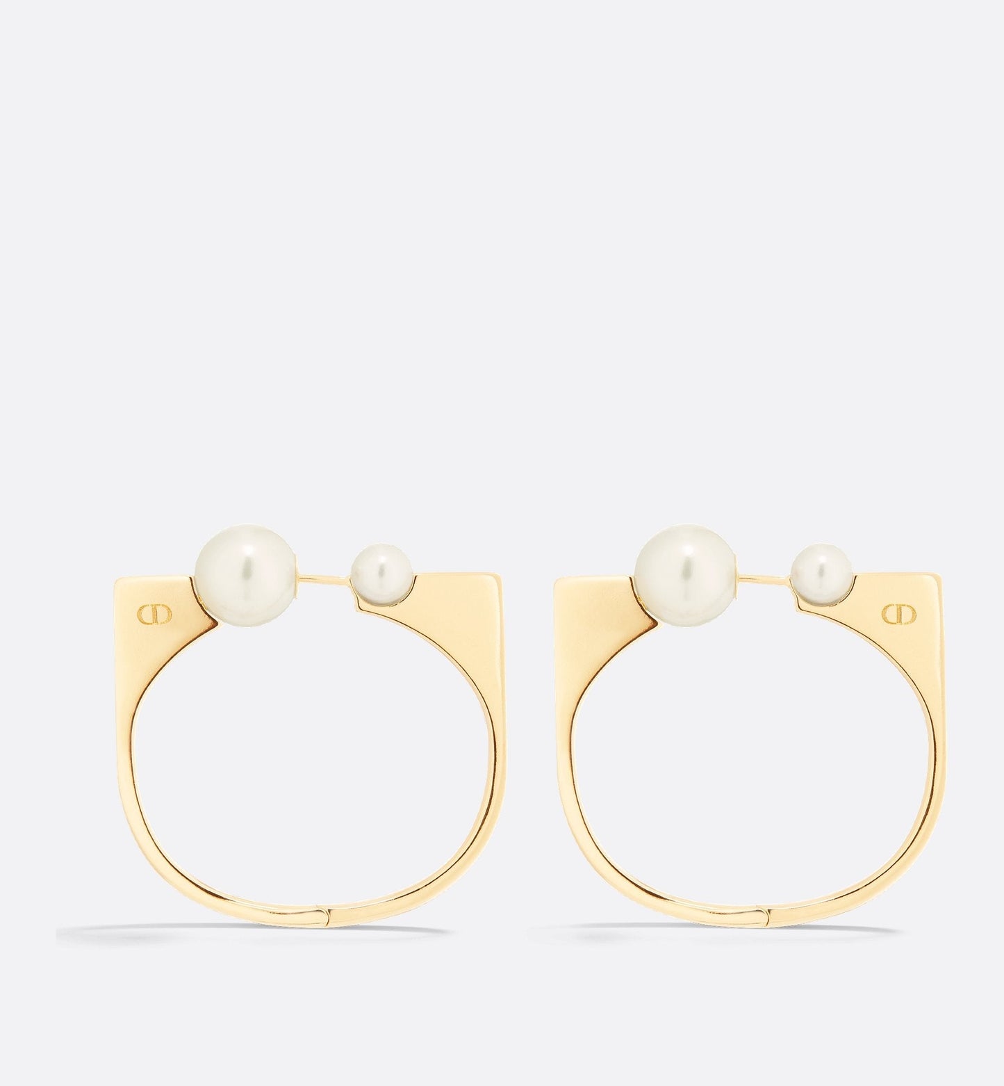Large Luxury Dior Tribales New Look Earrings Gold Finish Metal And White Resin Pearls