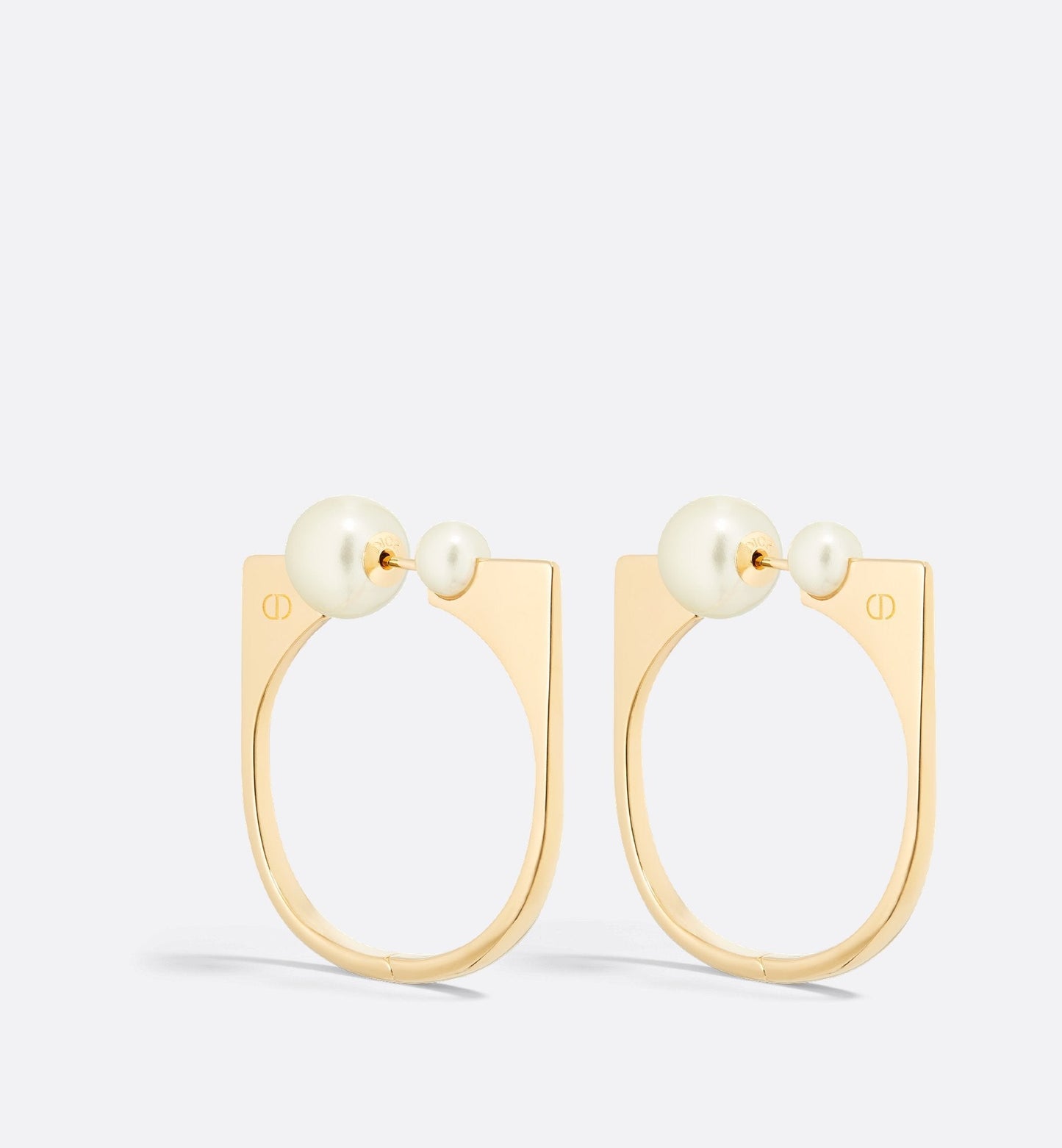 Large Luxury Dior Tribales New Look Earrings Gold Finish Metal And White Resin Pearls