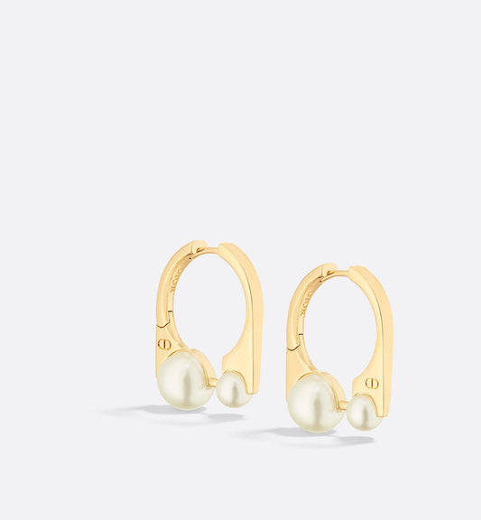 Small Luxury Dior Tribales New Look Earrings Gold Finish Metal And White Resin Pearls