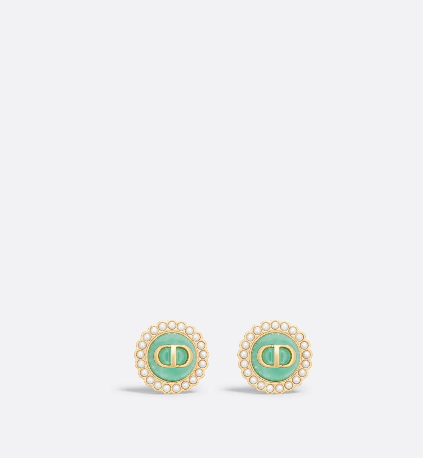 Luxury Dioriviera Petit Cd Baroque Stud Earrings Gold Finish Metal, White Resin Pearls And Aquamarina Glass