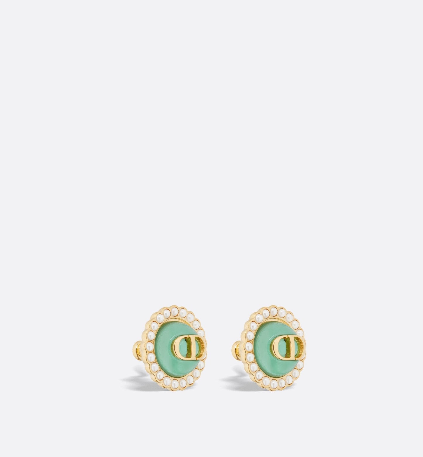 Luxury Dioriviera Petit Cd Baroque Stud Earrings Gold Finish Metal, White Resin Pearls And Aquamarina Glass
