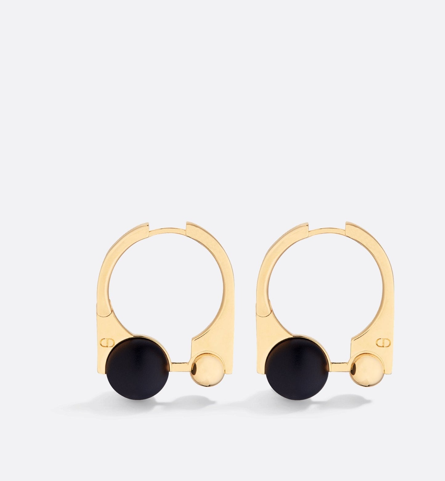 Medium Luxury Dior Tribales New Look Earrings Gold Finish Metal And Matte Black Resin Pearls
