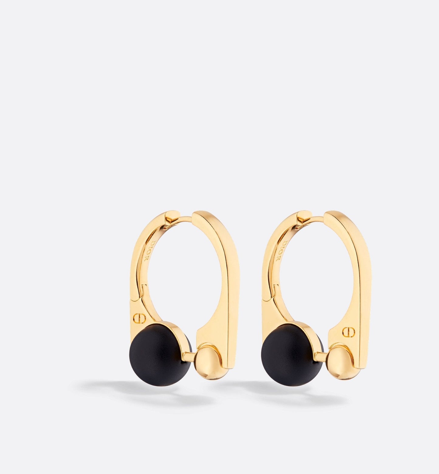 Medium Luxury Dior Tribales New Look Earrings Gold Finish Metal And Matte Black Resin Pearls