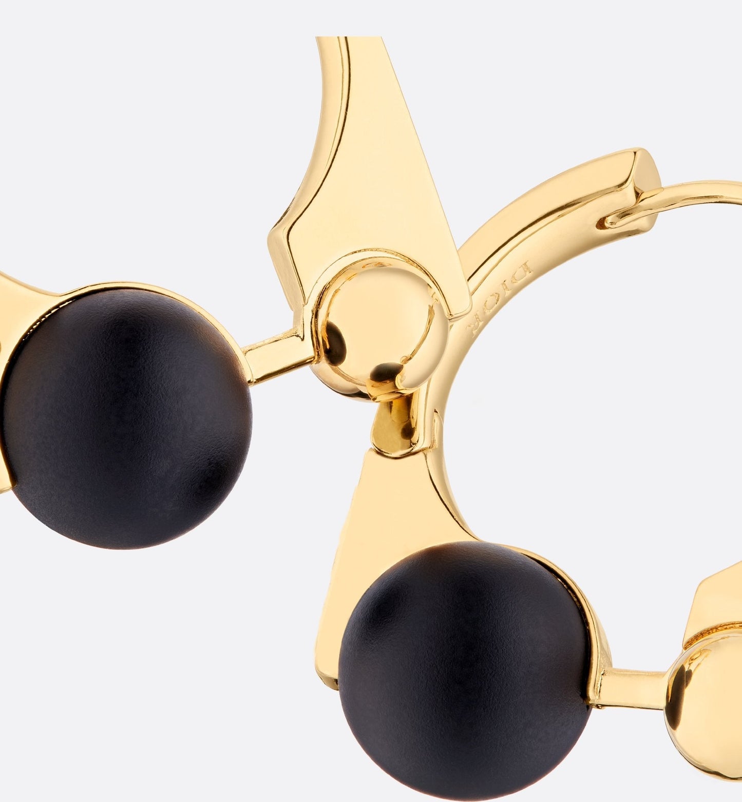 Medium Luxury Dior Tribales New Look Earrings Gold Finish Metal And Matte Black Resin Pearls